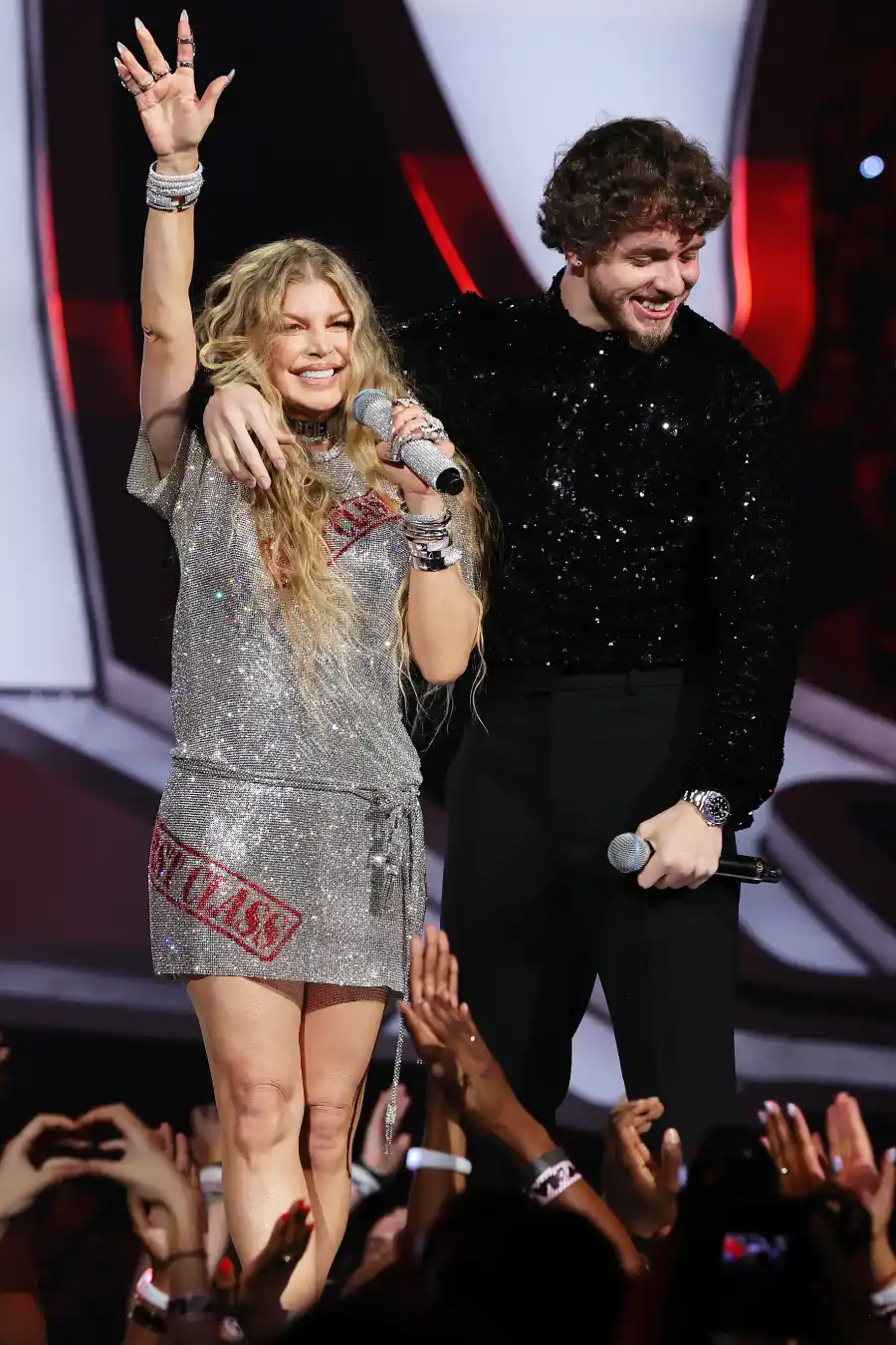 Jack Harlow and Fergie perform at the 2022 MTV VMAs.