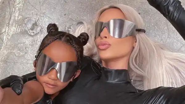 Kim Kardashian Daughters North Chicago West Model Leather Outfits and Yeezy Shades