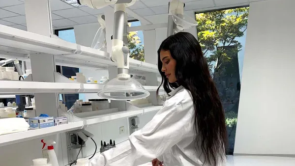 Kylie Jenner Says Shes Creating New Magic' as She Sports Lab Coat Kylie Cosmetics Test Center