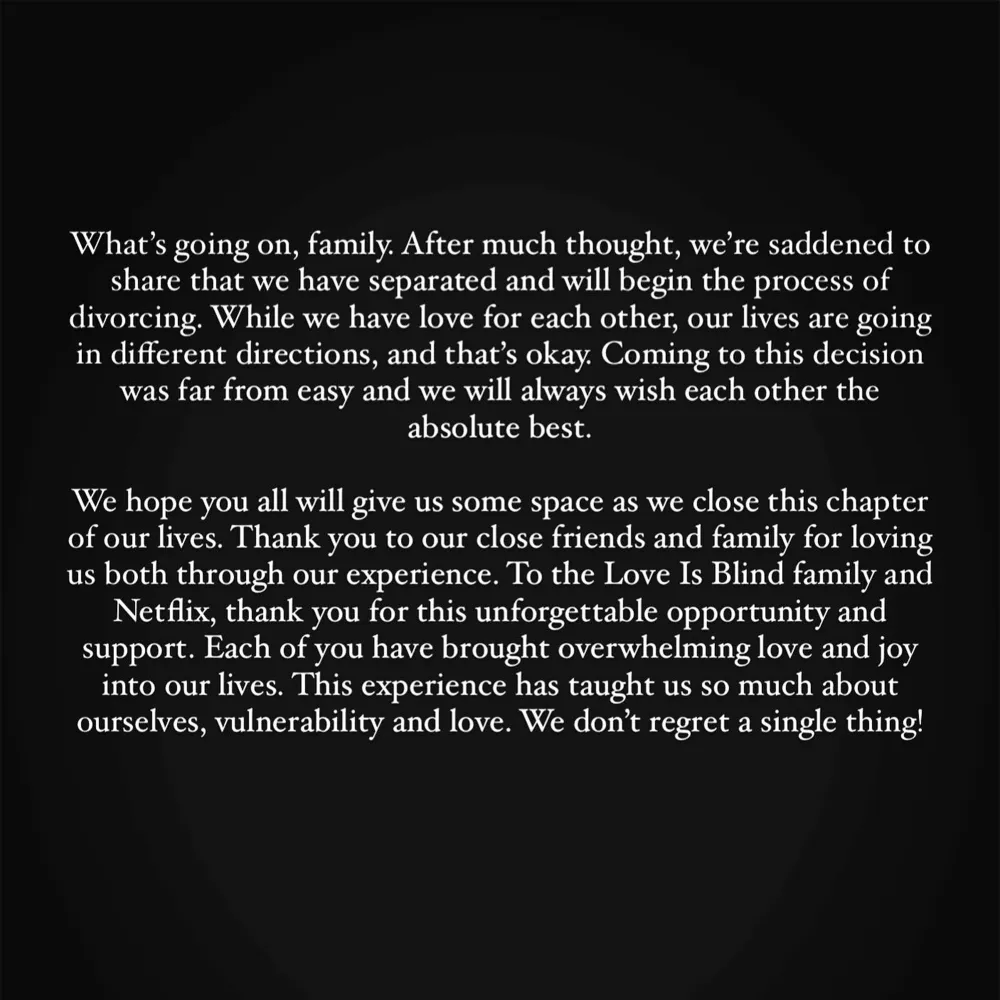 Love is Blind&rsquo;s Iyanna and Jarrett Split, Plan to Divorce: Read Statement