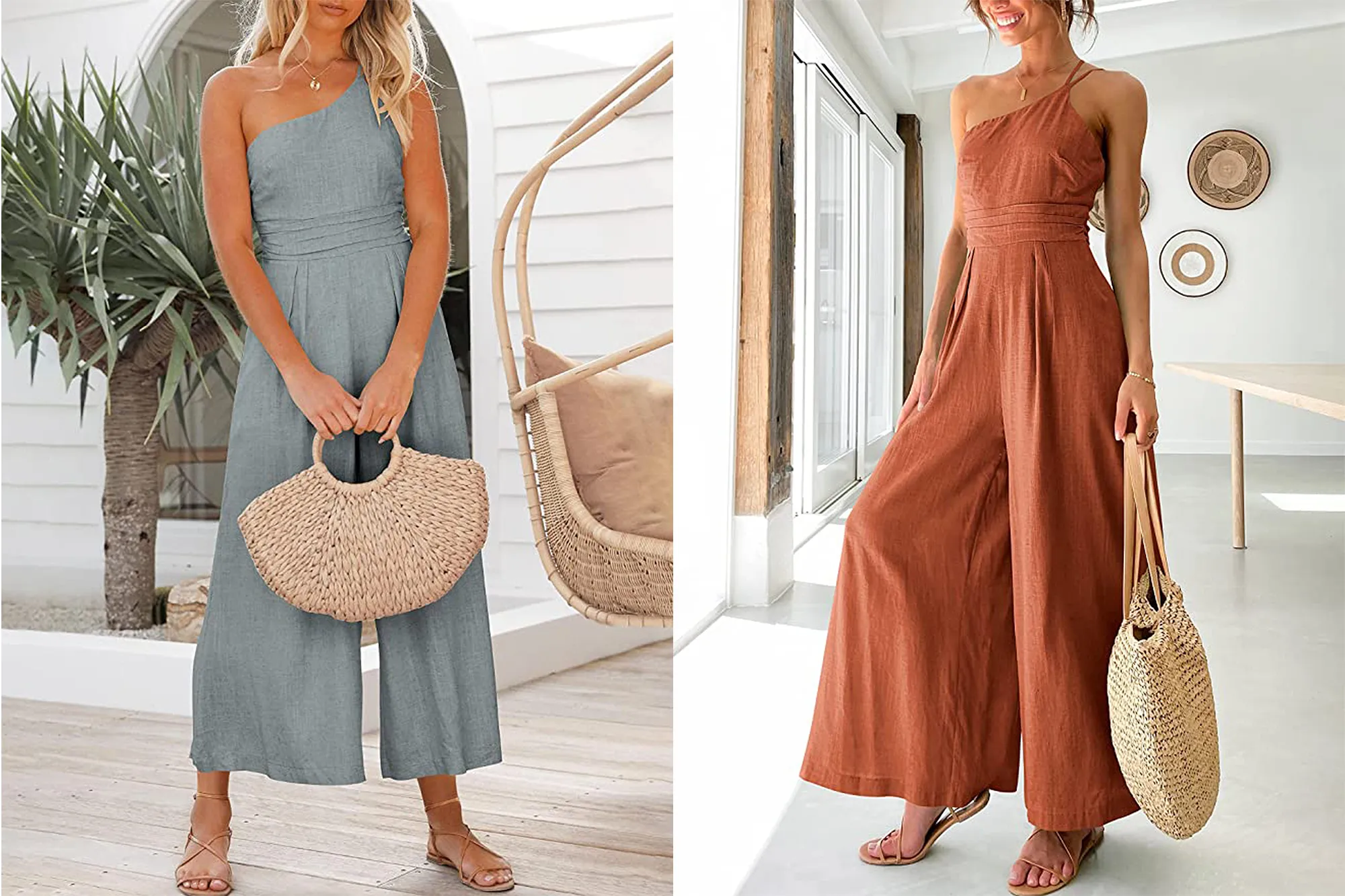 Prinbara Women's One Shoulder Wide Leg Jumpsuit