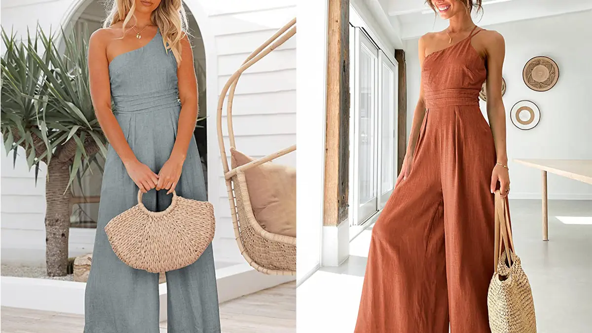 Prinbara Women's One Shoulder Wide Leg Jumpsuit