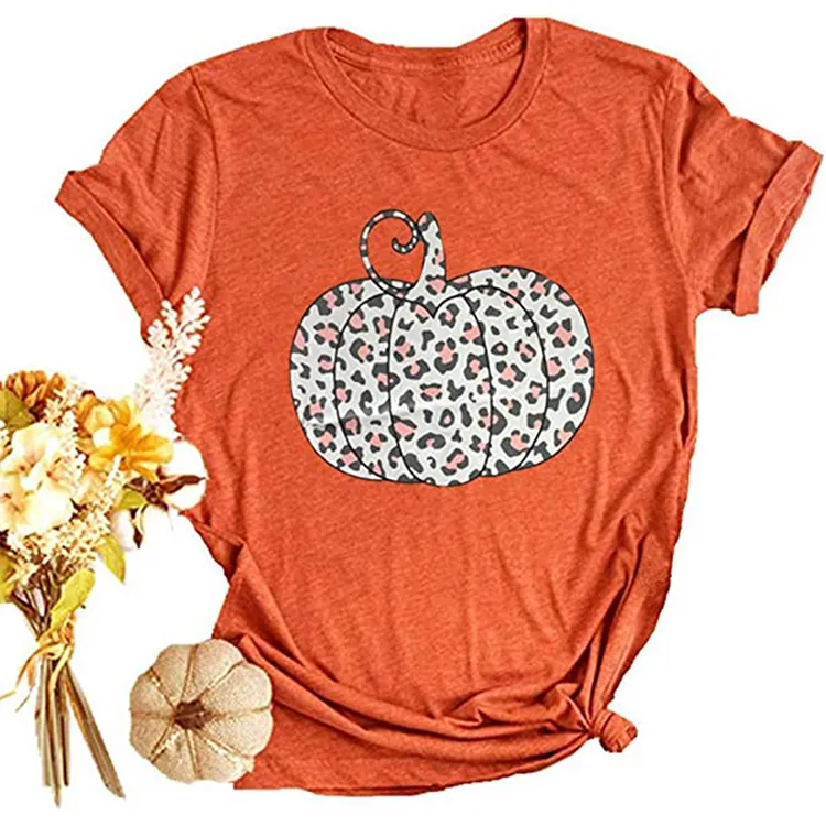 leopard print pumpkin tee