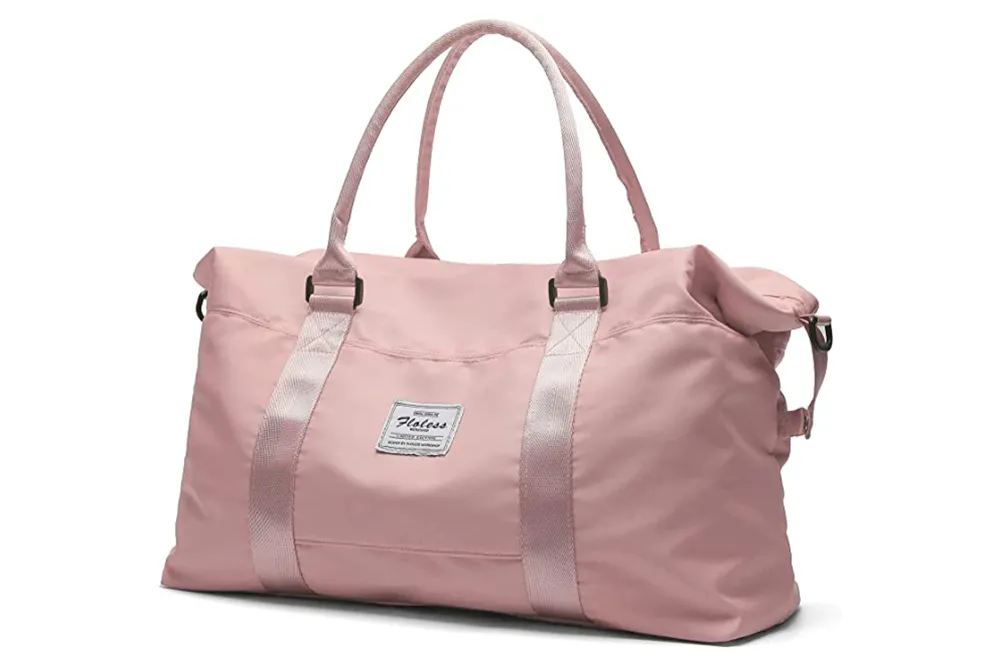 pink duffel bag