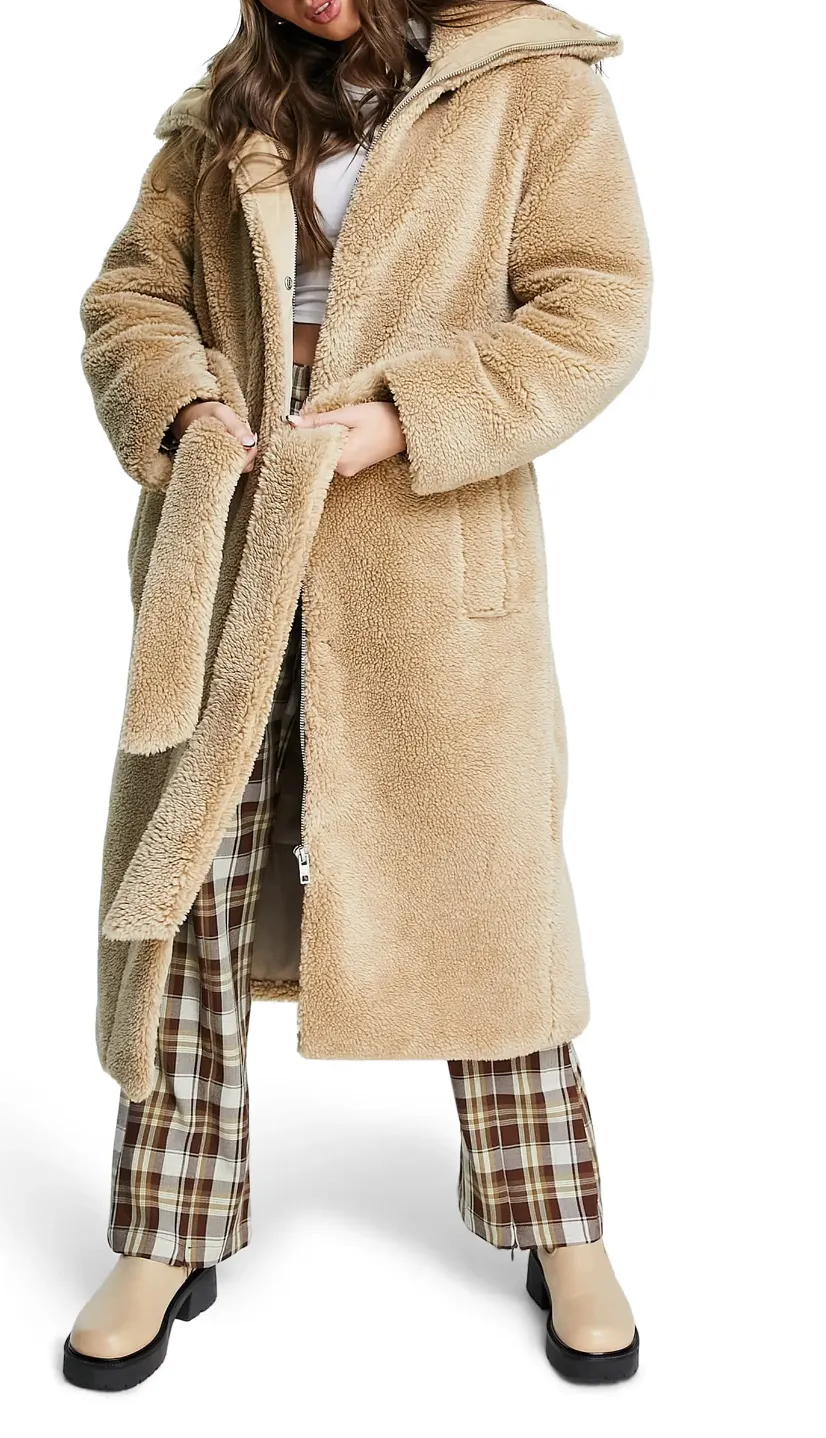 ASOS Borg Patched Longline Hooded Parka