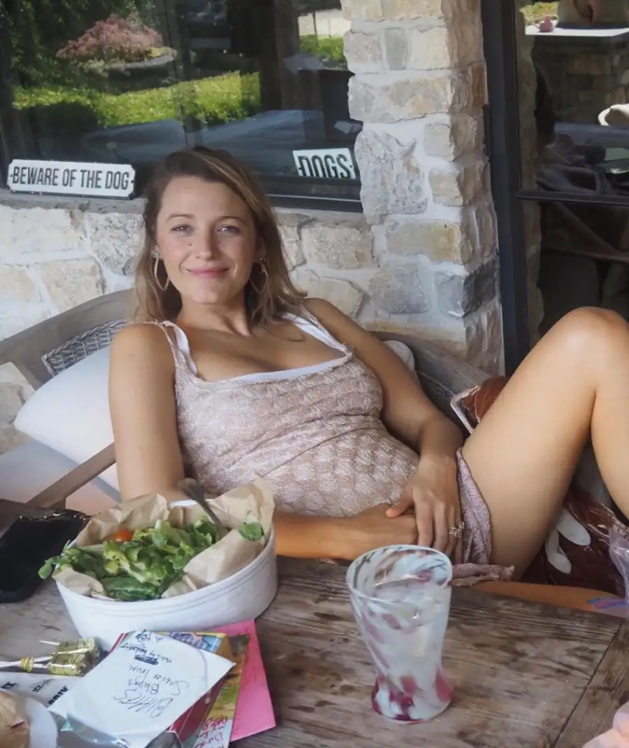 Relaxed Blake Lively shows baby bump
