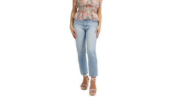 GUESS Women's Straight-Leg High-Rise Jeans