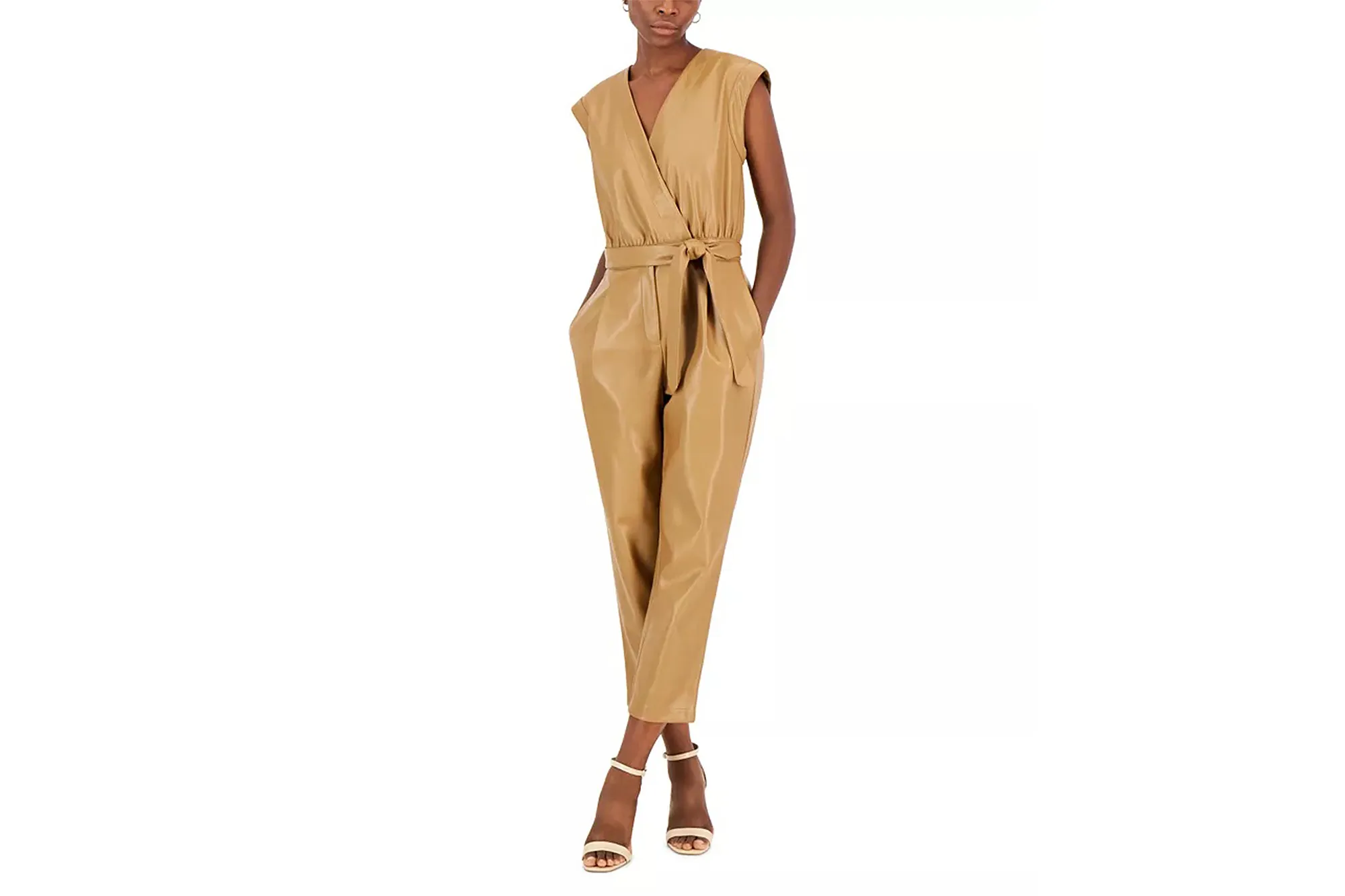 INC International Concepts Women's Faux-Leather Jumpsuit