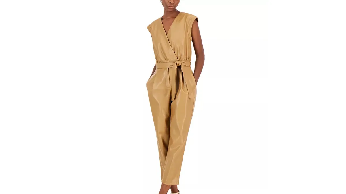 INC International Concepts Women's Faux-Leather Jumpsuit