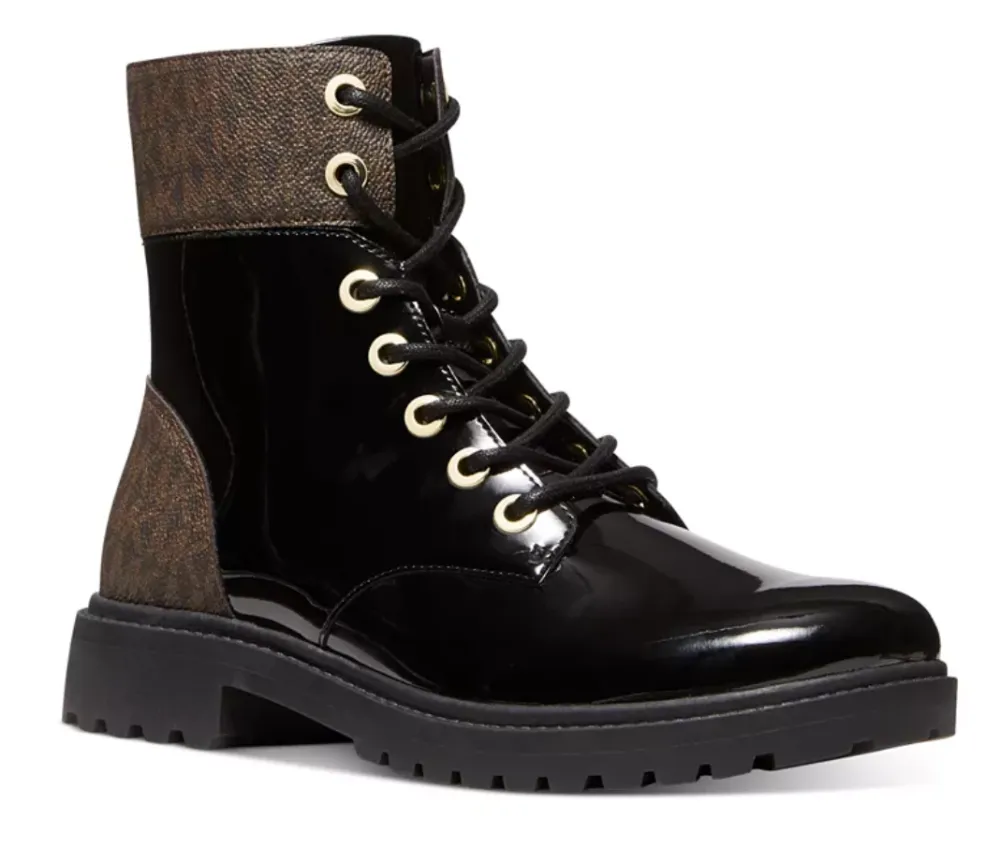 Michael Kors Women's Alistair Lace-Up Lug Sole Combat Booties
