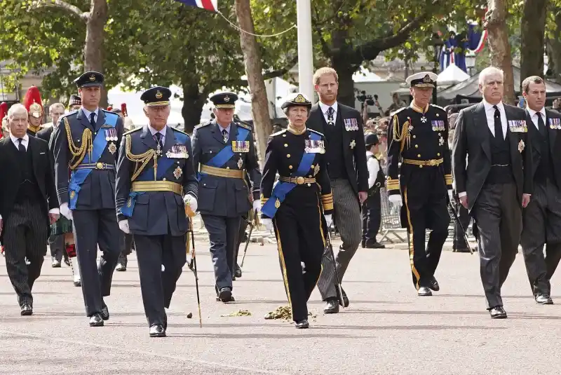 Prince Harry and Prince Andrew Wear Morning Suits Instead of Military Uniforms at Queen Elizabeth II’s Procession