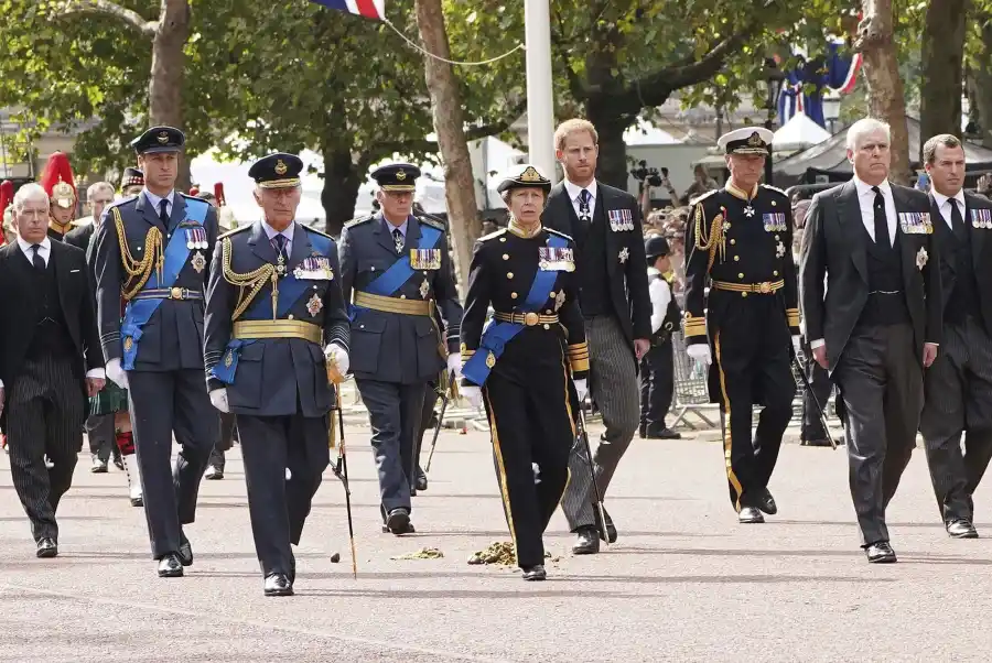 Prince Harry and Prince Andrew Wear Morning Suits Instead of Military Uniforms at Queen Elizabeth II’s Procession