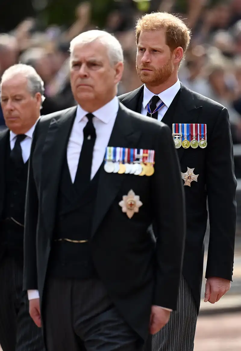 Prince Harry and Prince Andrew Wear Morning Suits Instead of Military Uniforms at Queen Elizabeth II’s Procession