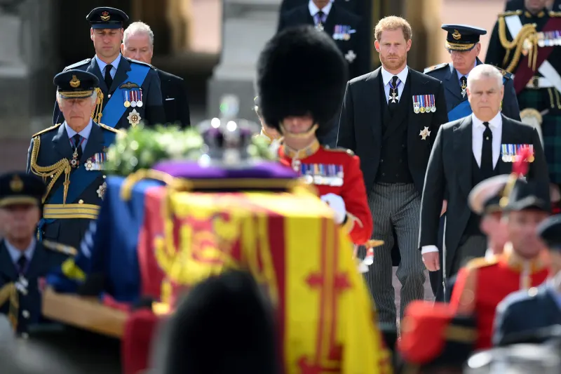 Prince Harry and Prince Andrew Wear Morning Suits Instead of Military Uniforms at Queen Elizabeth II’s Procession