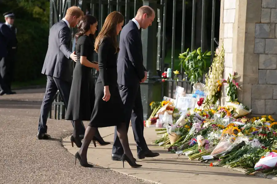 Prince William and Prince Harry Unite to Greet Mourners With Duchess Kate and Meghan Markle