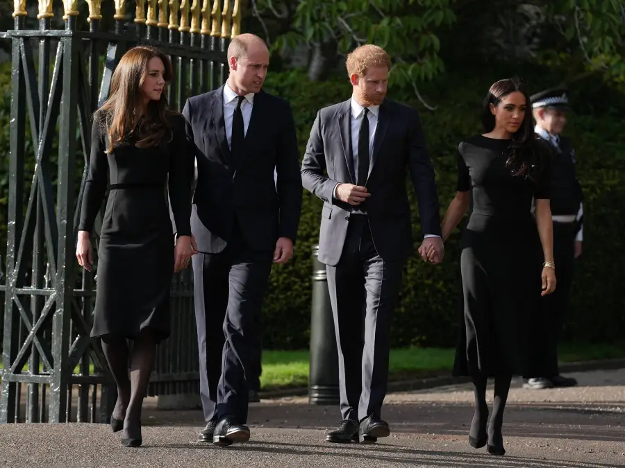 Prince William and Prince Harry Unite to Greet Mourners With Duchess Kate and Meghan Markle