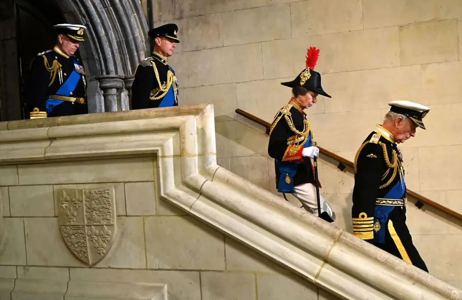 Charles, Anne, Andrew and Edward Honor Queen Elizabeth at Westminster Vigil