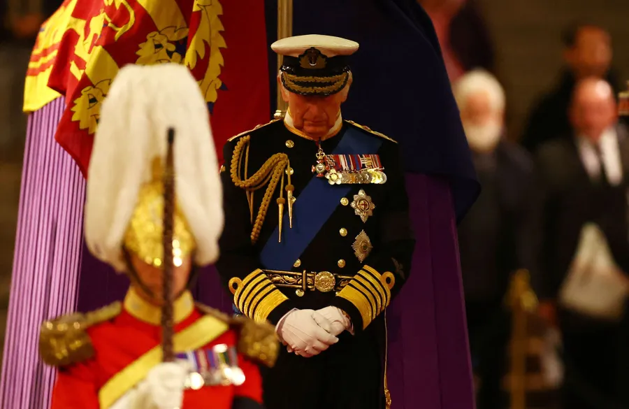 Charles, Anne, Andrew and Edward Honor Queen Elizabeth at Westminster Vigil