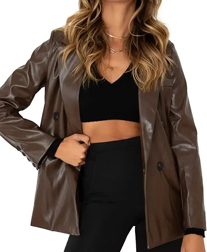 Rilista Women's Faux PU Leather Blazer