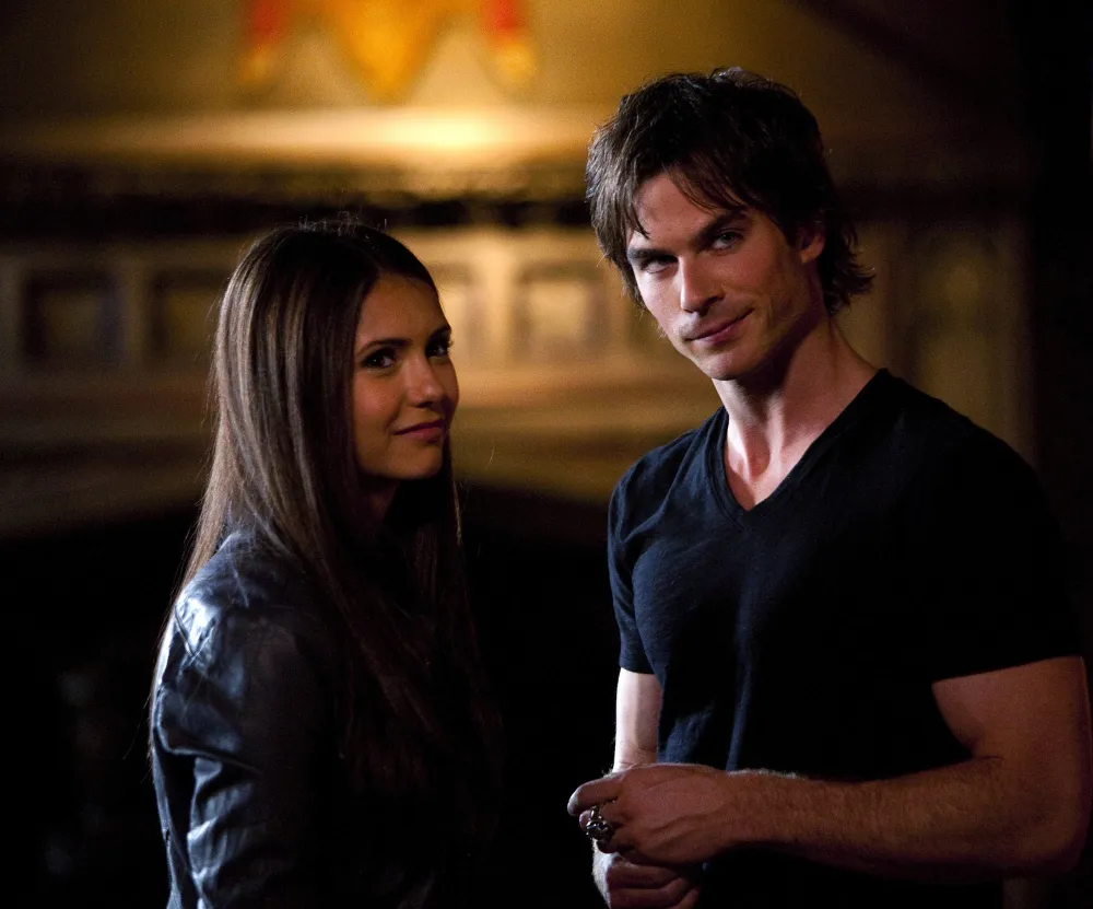 Nina Dobrev and Ian Somerhalder in 'The Vampire Diaries.'