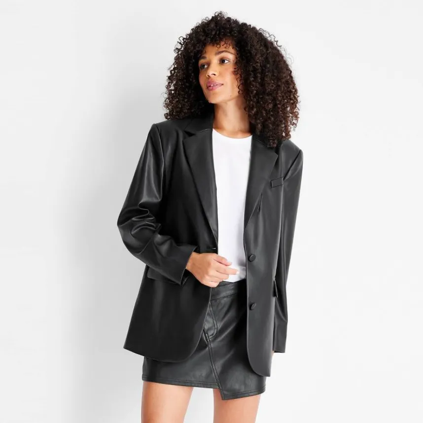 faux leather blazer