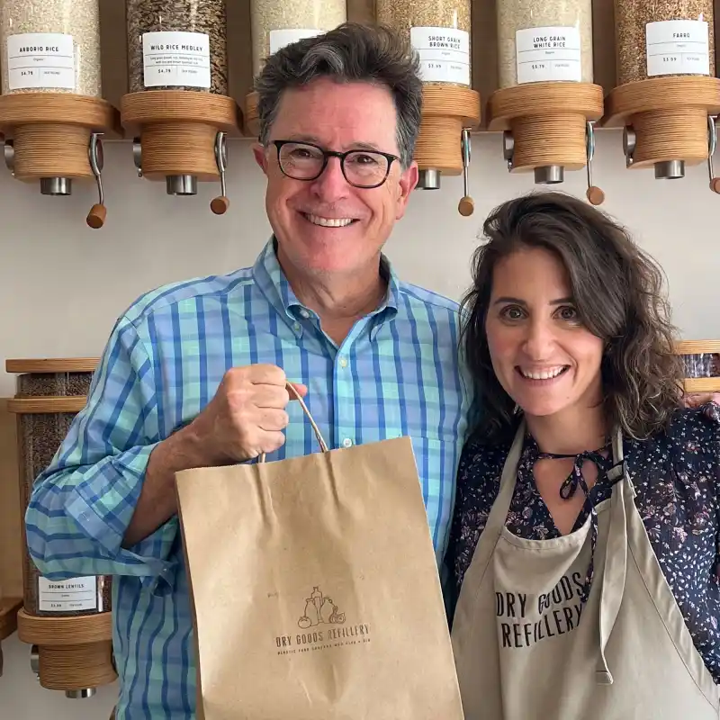 hot pics Stephen Colbert Climate Week Montclair, NJ's Dry Goods Refillery plastic free grocer