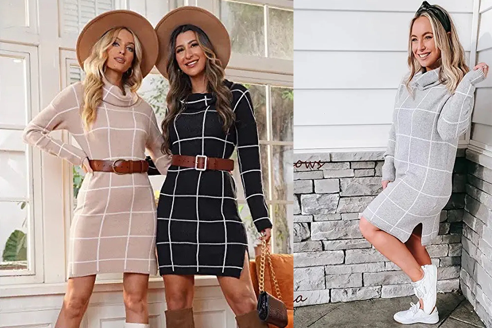 luvamia Knit Turtleneck Pullover Sweater Dress