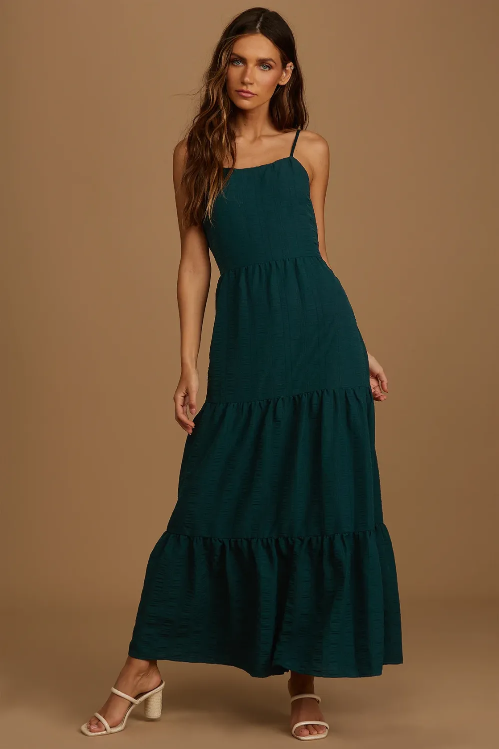 teal tiered dress