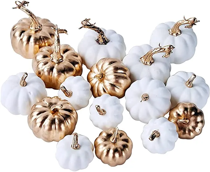 white and gold pumpkins
