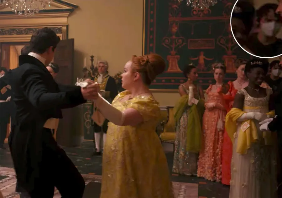 Bridgerton Fans Notice Extras Wearing Face Masks in Season 2 Polin Scene TV and Film Mistakes Spotted on Social Media