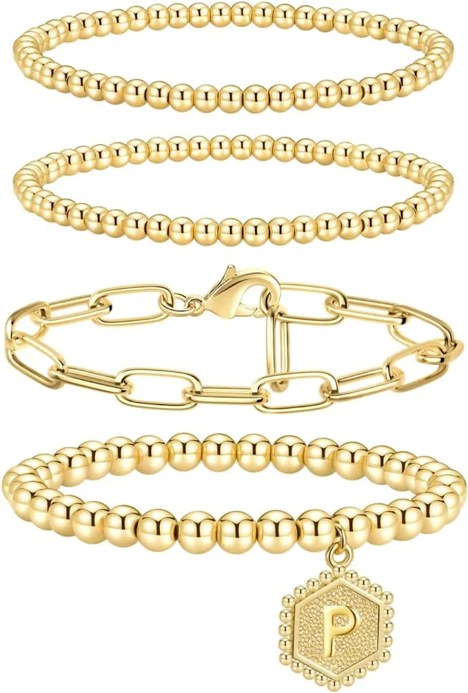 Doubgood Gold Beaded Bracelet Set