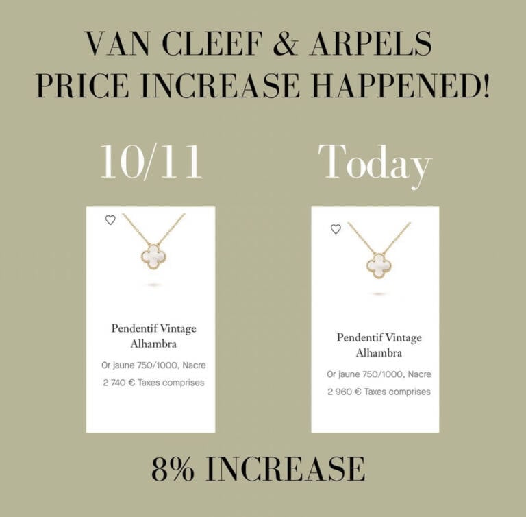 Van Cleef & Arpels Prices 2022,Van Cleef and Arpels Price Increase 2022