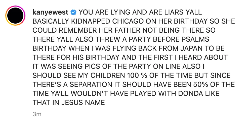 Kanye West Fires Back at 'Lying' Khloe Kardashian, Claims Family 'Kidnapped' Chicago on Her Birthday