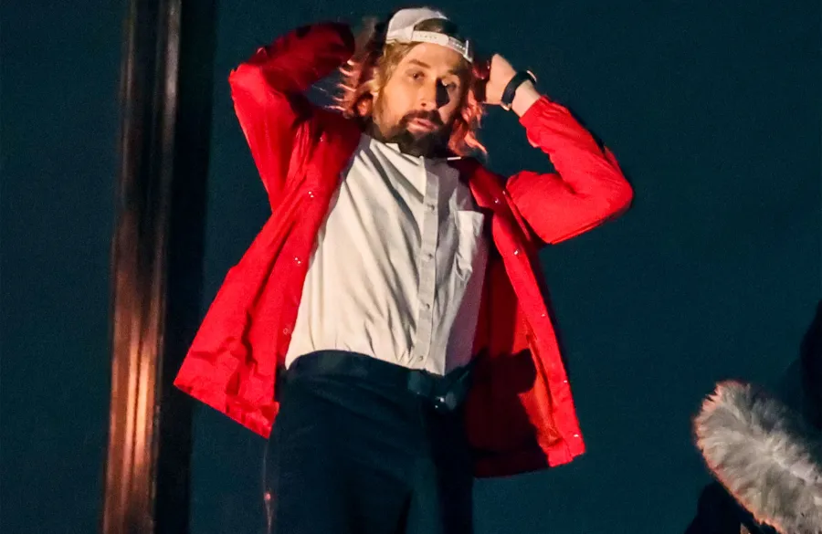 Ryan Gosling Looks Unrecognizable Dressed Up on First Day of Filming New '80s Film ‘The Fall Guy’: Photos