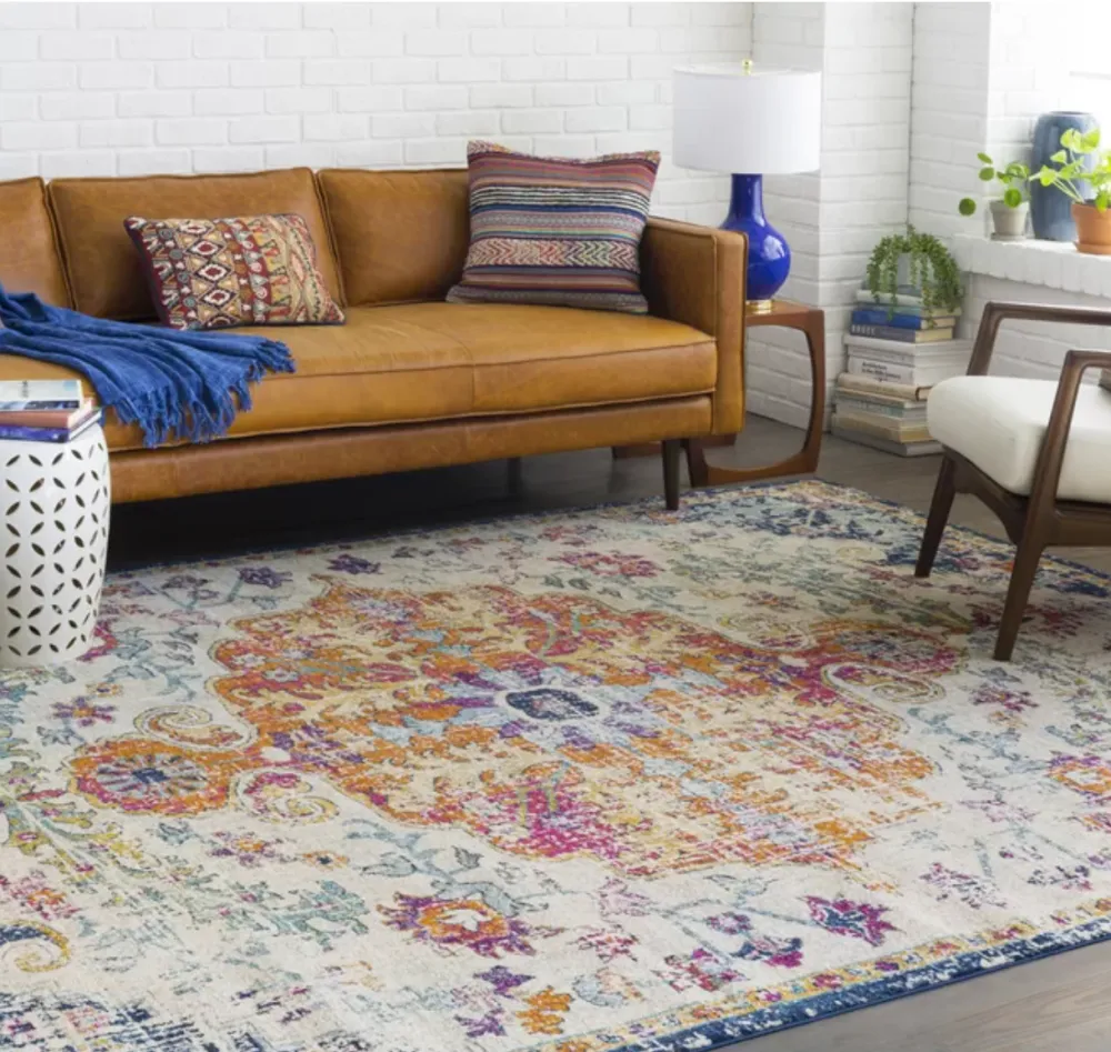 Mistana&trade; Hillsby Power Loom Performance Blue:Orange Rug