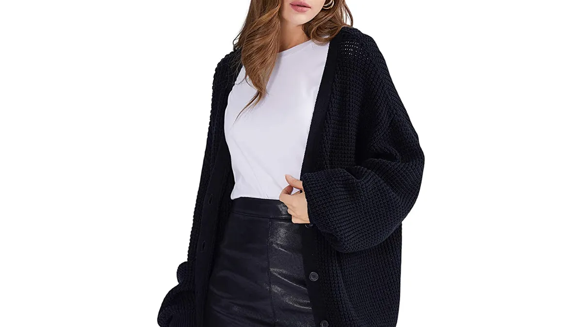QUALFORT-Women's-Cotton-Button-Down-Oversized-Knit-Cardigan