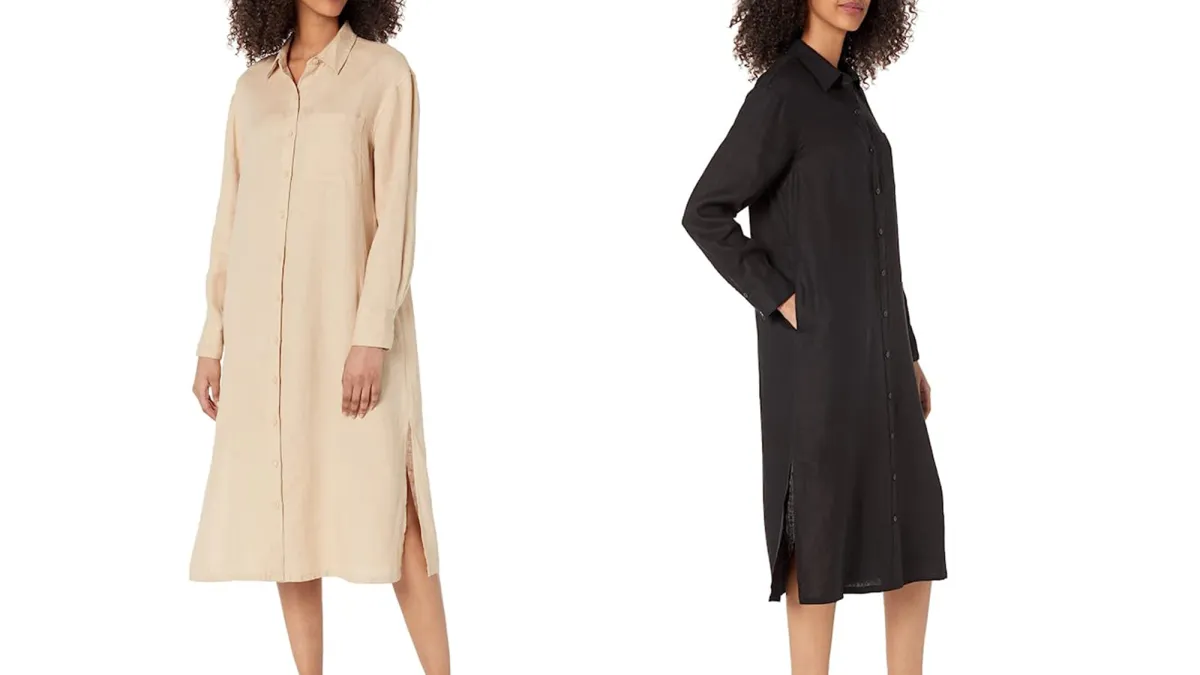 The-Drop-Women's-Fiona-Relaxed-Linen-Midi-Shirt-Dress