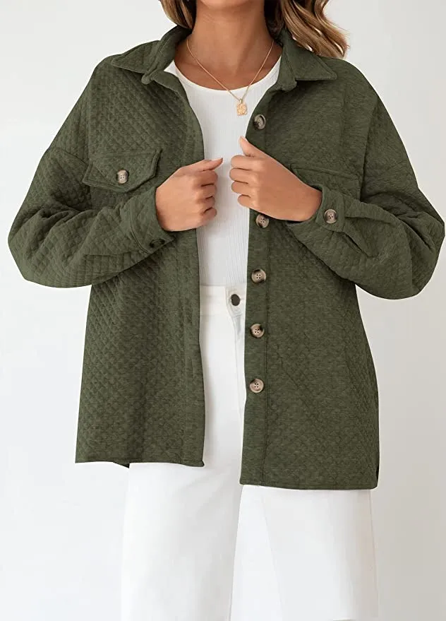 ZESICA Women's Long Sleeve Lightweight Shacket