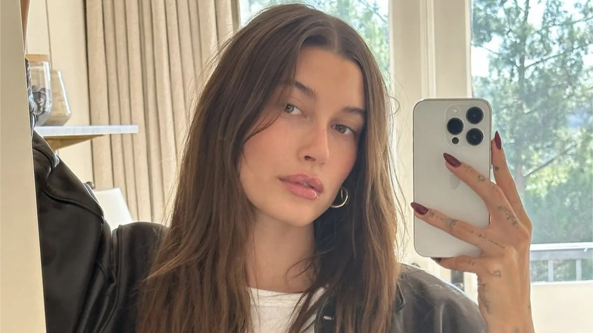 hailey-bieber-leather-shacket