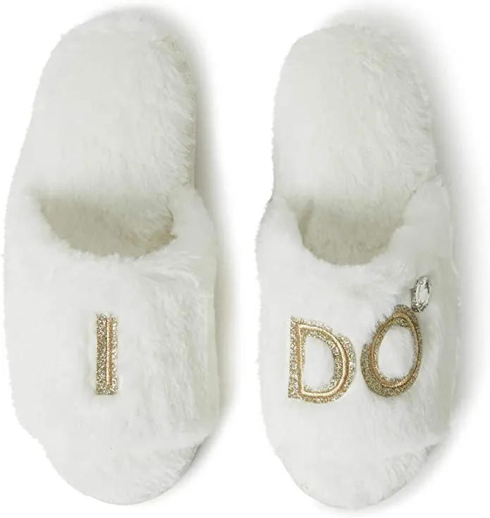 Dearfoams Women's and Men's Bride:Bridesmaid I Do & I Do Crew Giftable Wedding Slide