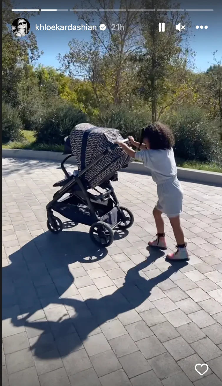 Khloe Kardashian Shares Sweet Pic of True Thompson Pushing Baby Brother