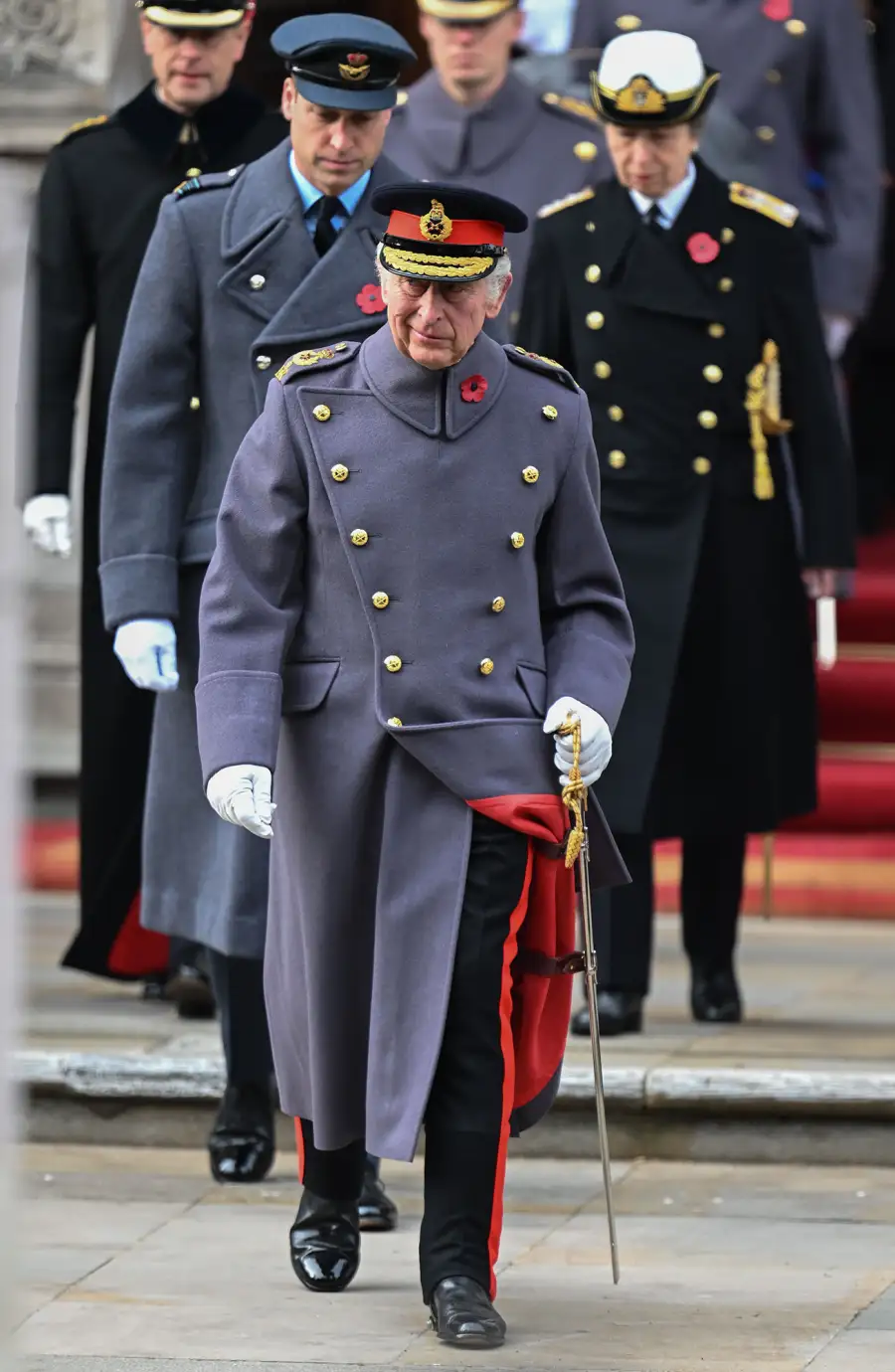 King Charles III and Prince William Lay Wreaths During Remembrance Day Memorial Service