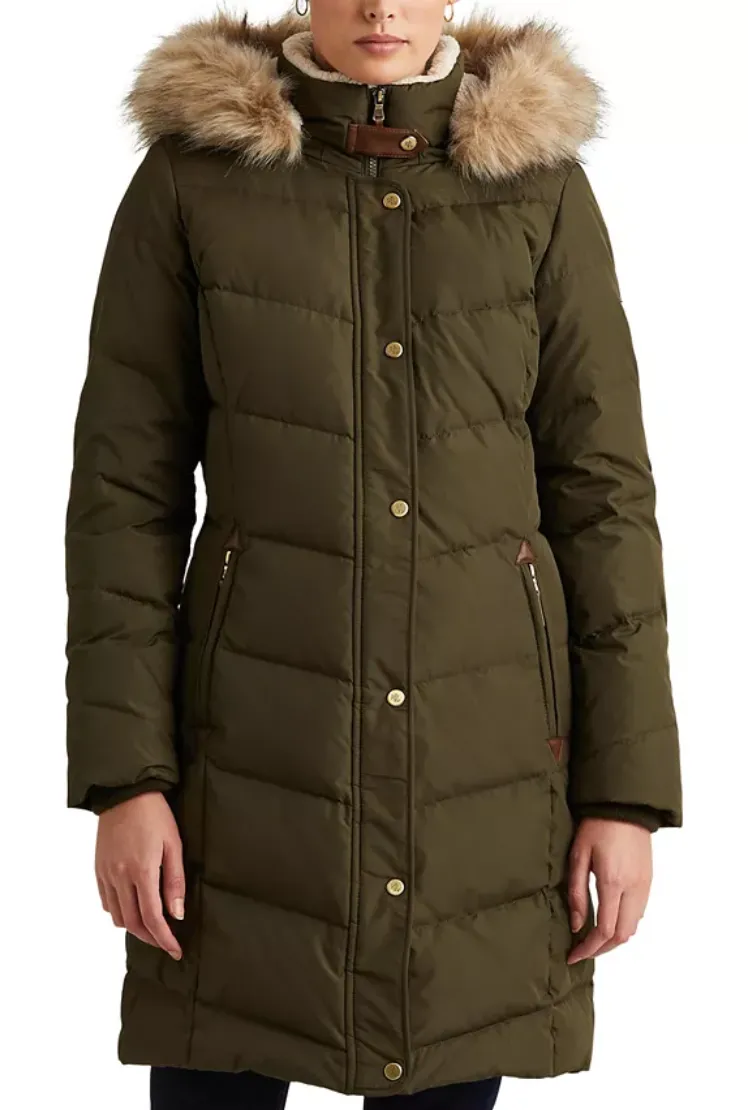 Lauren Ralph Lauren Women's Faux-Fur-Trim Hooded Down Puffer Coat