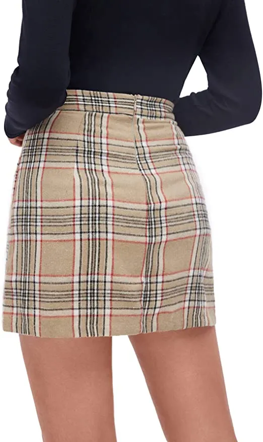 MakeMeChic Women's Plaid High Waisted Mini Skirt
