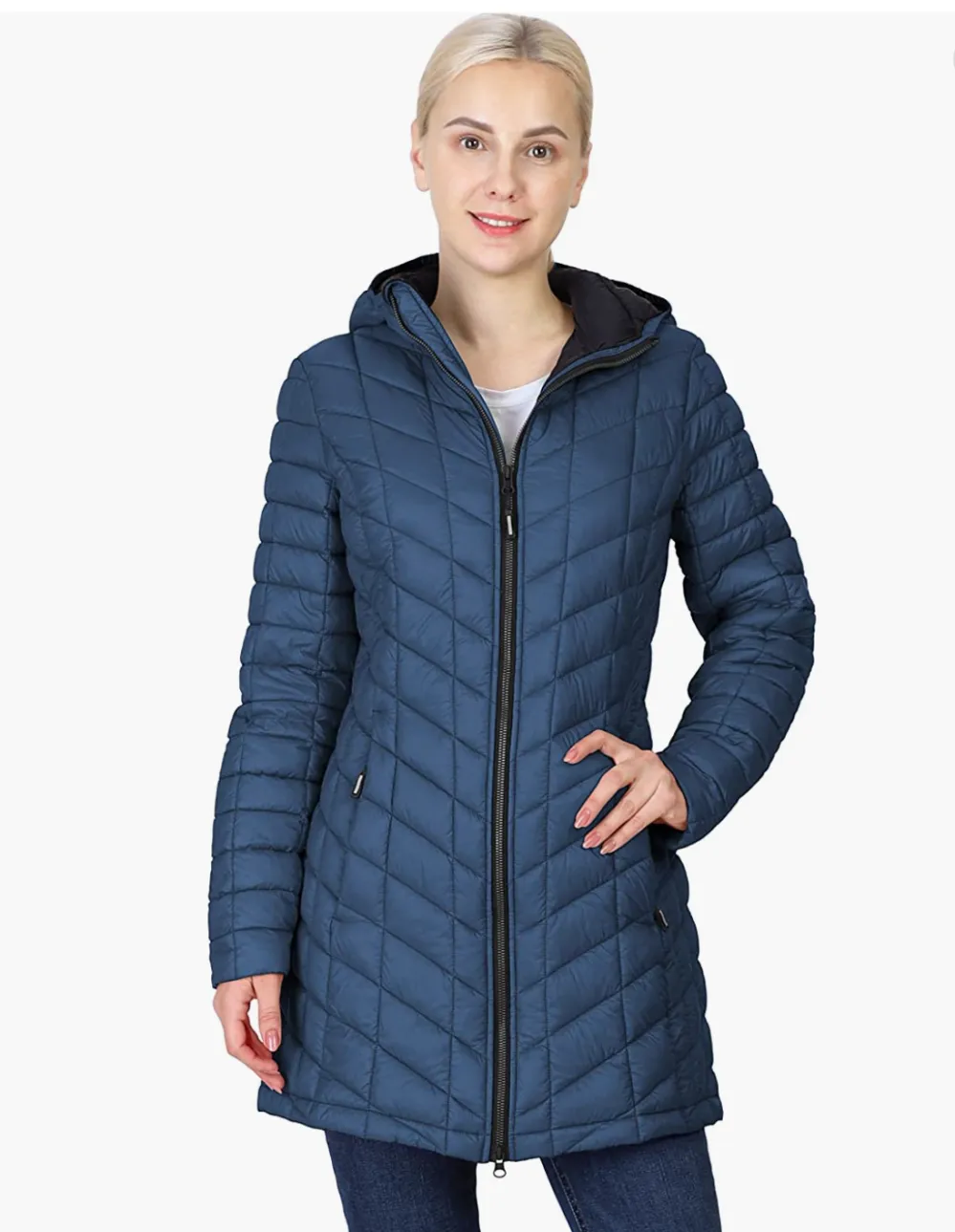 Outdoor Ventures Women's Maryan Hooded Ultra Lightweight Warm Thermolite Long Puffer Coat