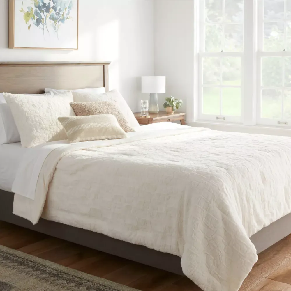 Threshold&trade; Textured Faux Fur Comforter & Sham Set
