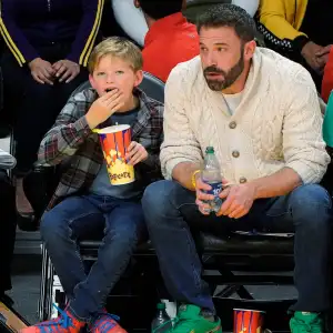 Ben Affleck and Son Samuel, 10, Sit Courtside Los Angeles Lakers Game- See Photos