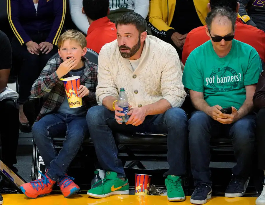 Ben Affleck and Son Samuel, 10, Sit Courtside Los Angeles Lakers Game- See Photos