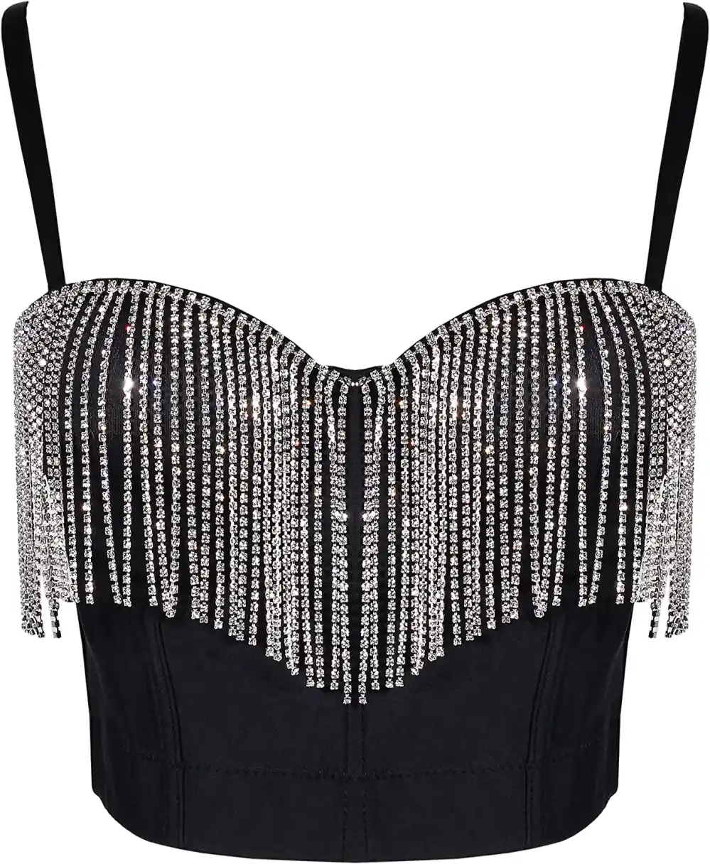 Erinaco Women's Rhinestone Bustier Crop Top