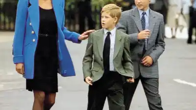 Diana Princess Of Wales Prince Harry Prince William And Prince Charles Prince Of Wales At Manor House For William's First Day At Eton 1995.